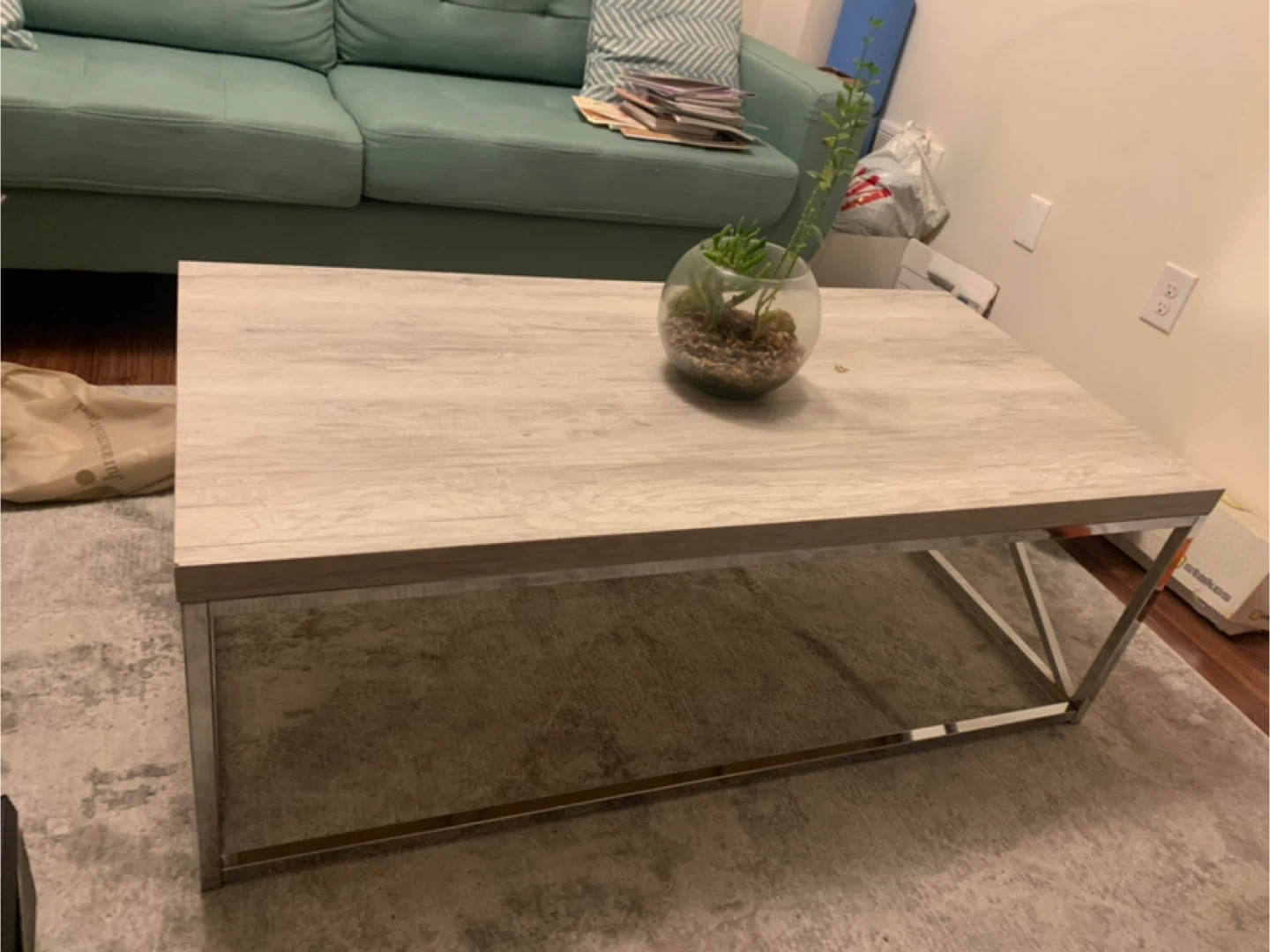 Coffee Table - Light Wood & Chrome - photo 3