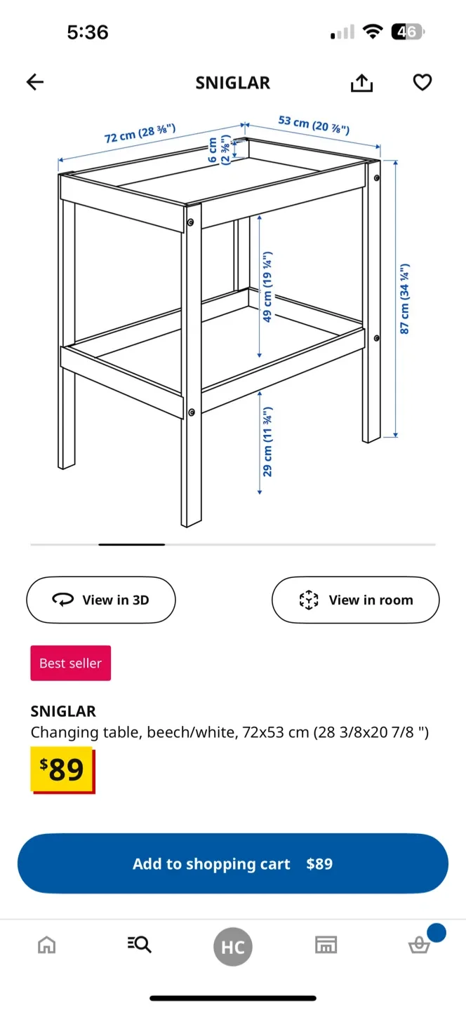 Ikea SNIGLAR Changing Table image indicator(2)