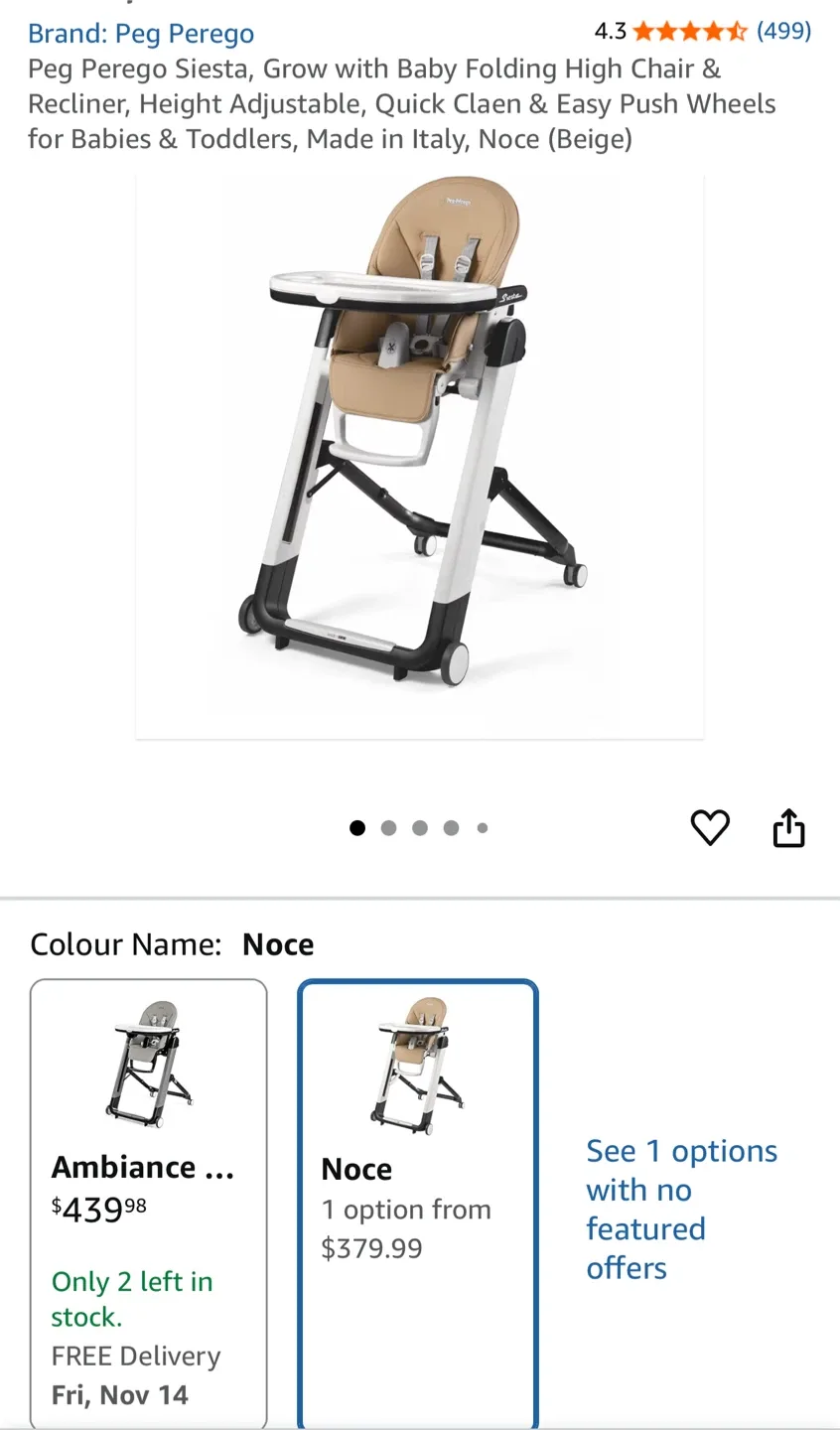 Peg Perego Siesta High Chair - Noce (Beige) image indicator(3)