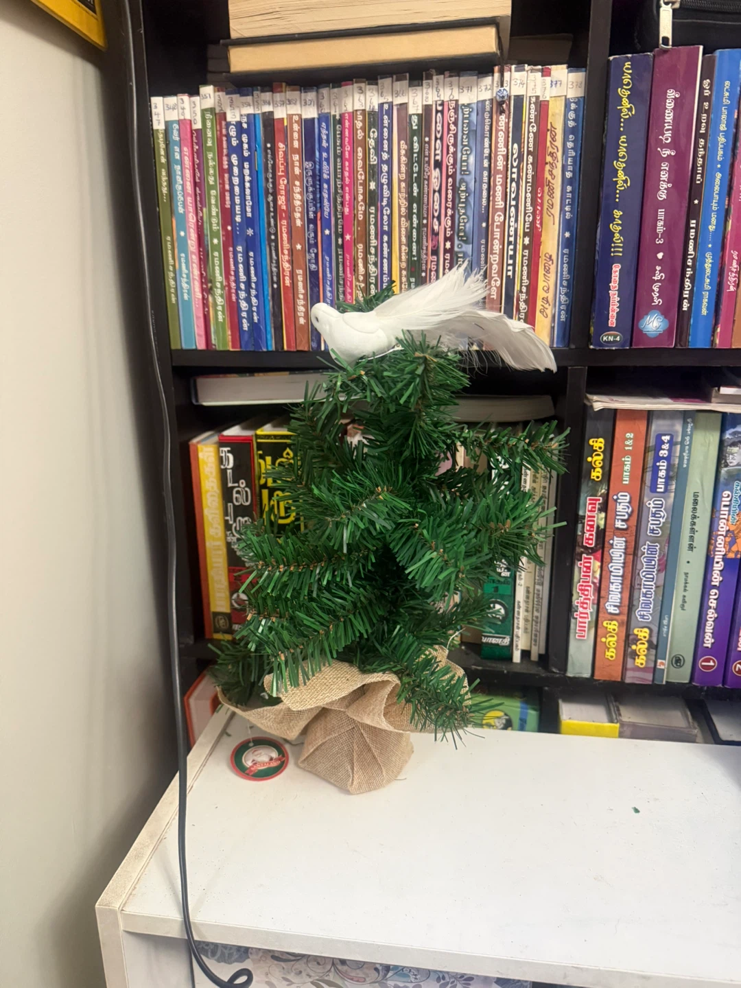 Mini Christmas Tree with Dove Ornament