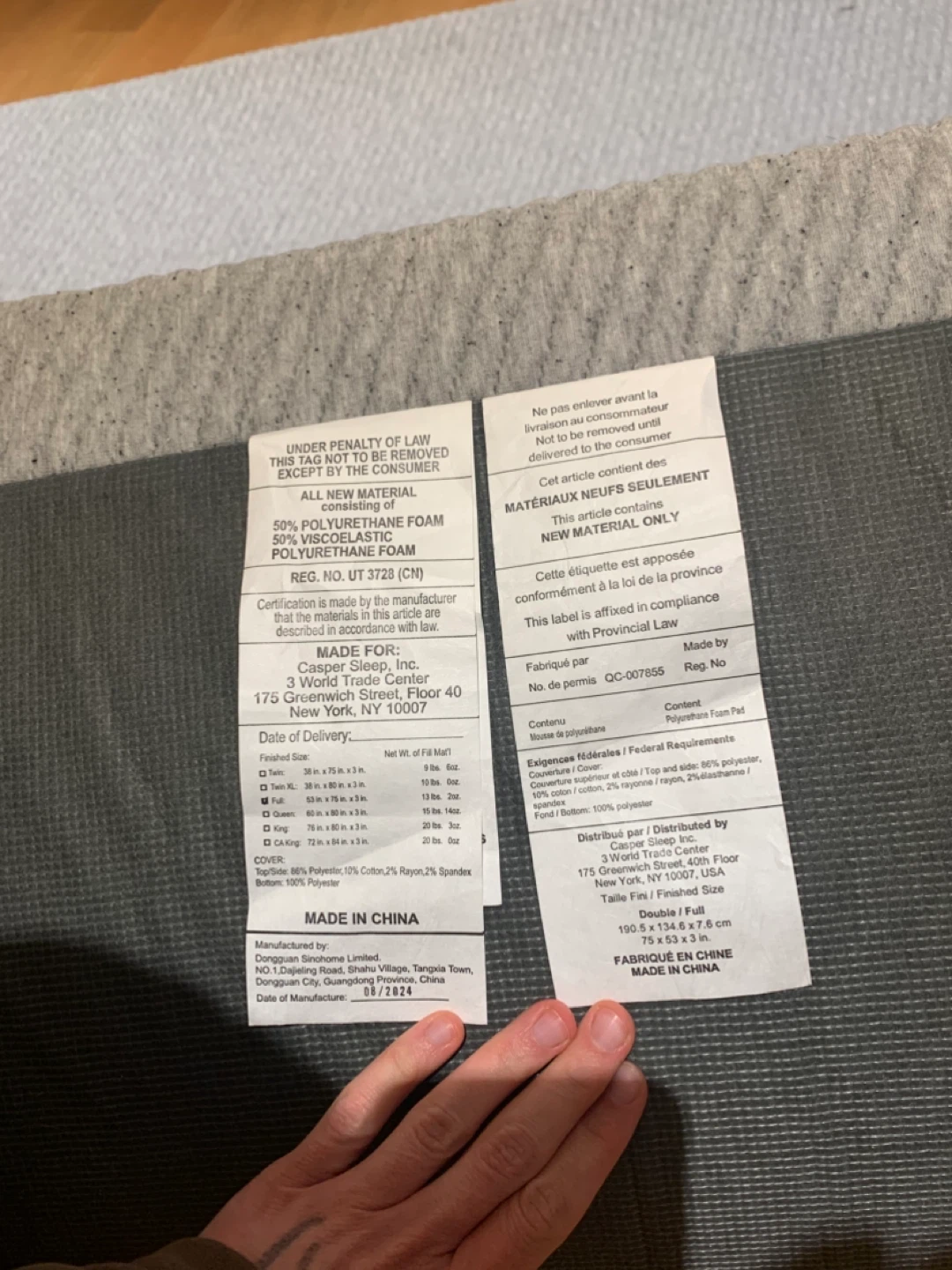 Like-New Casper Double Mattress Topper - photo 3