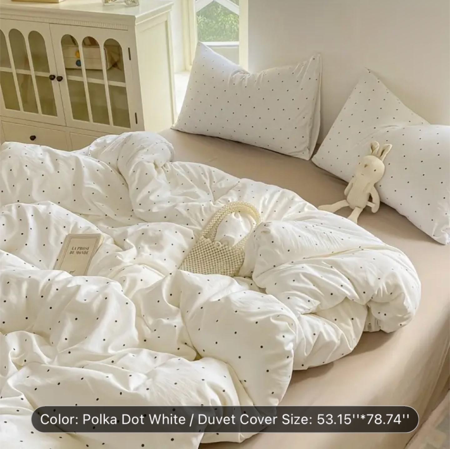 Twin/Single size Polka Dot White Pillowcase & Duvet