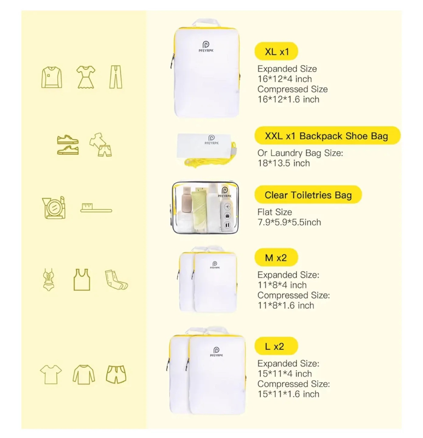 PFEYRPK 7 Piece Travel Luggage Organizer Set image indicator(4)