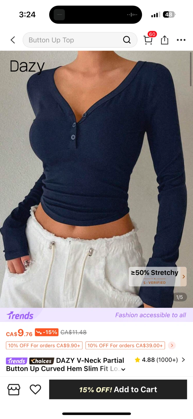 Shein v neck long sleeve tee