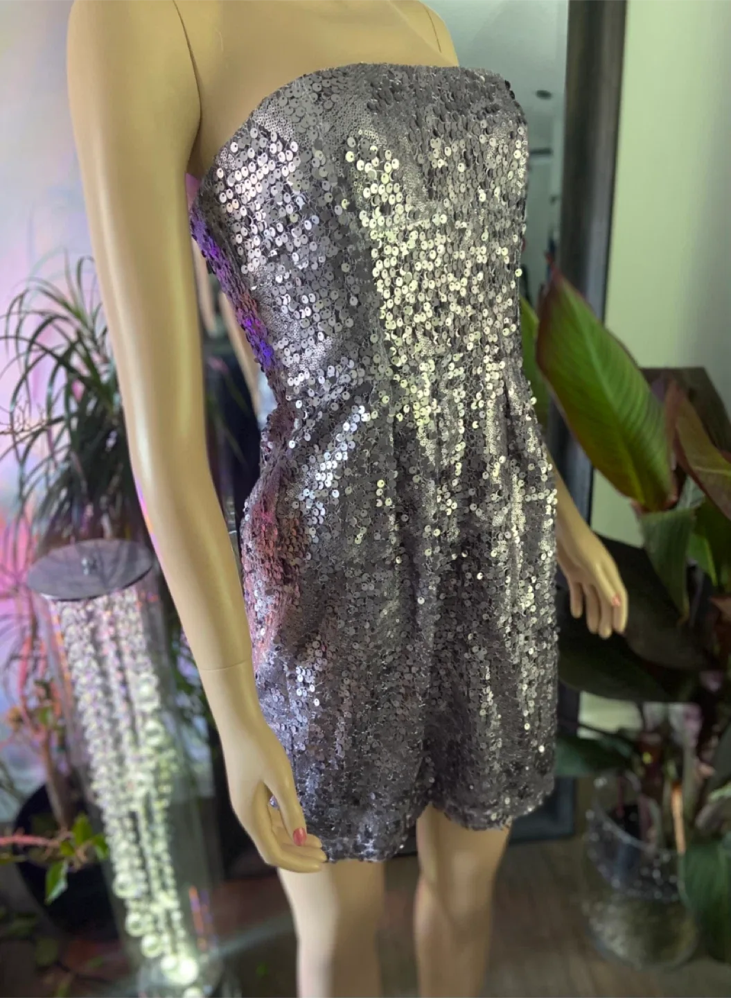 BCBGMAXAZRIA Sequin Dress - Lilac Mist, Size 4 image indicator(2)