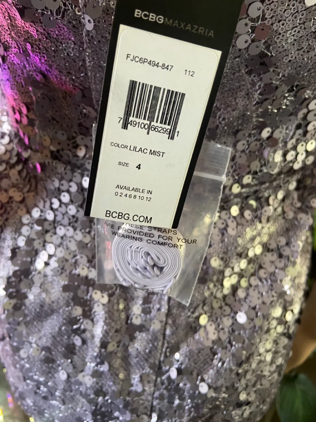 BCBGMAXAZRIA Sequin Dress - Lilac Mist, Size 4 image indicator(4)