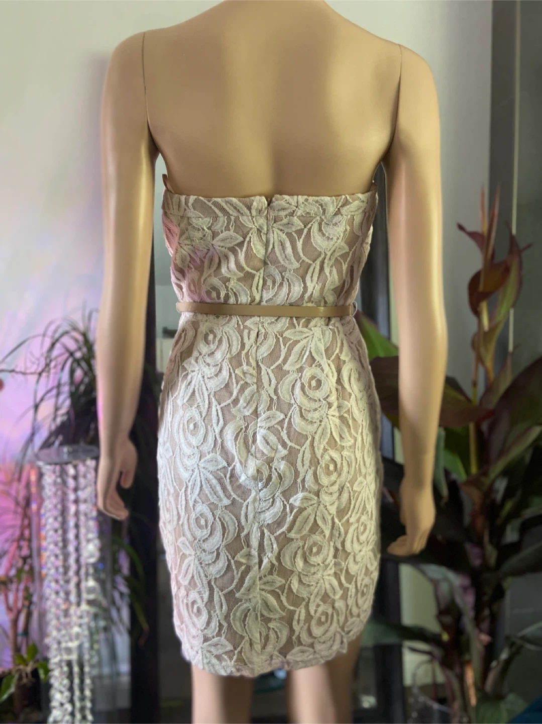 NEW: Jessica Simpson Lace Strapless Mini Dress with Belt - photo 5