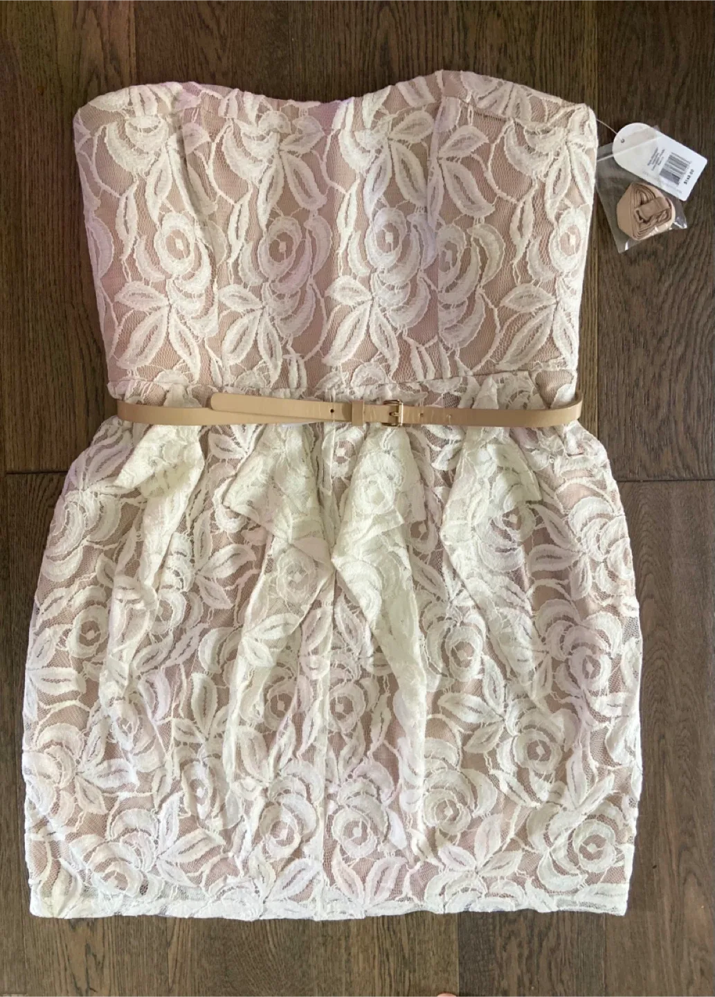 NEW: Jessica Simpson Lace Strapless Mini Dress with Belt image indicator(10)