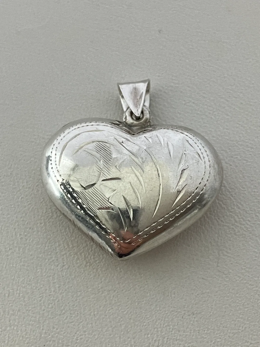 Vintage Sterling Silver Puffy Heart Pendant thumbnail