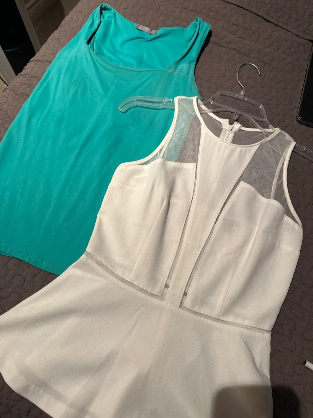 Two Women's Tank Tops - Teal and White thumbnail