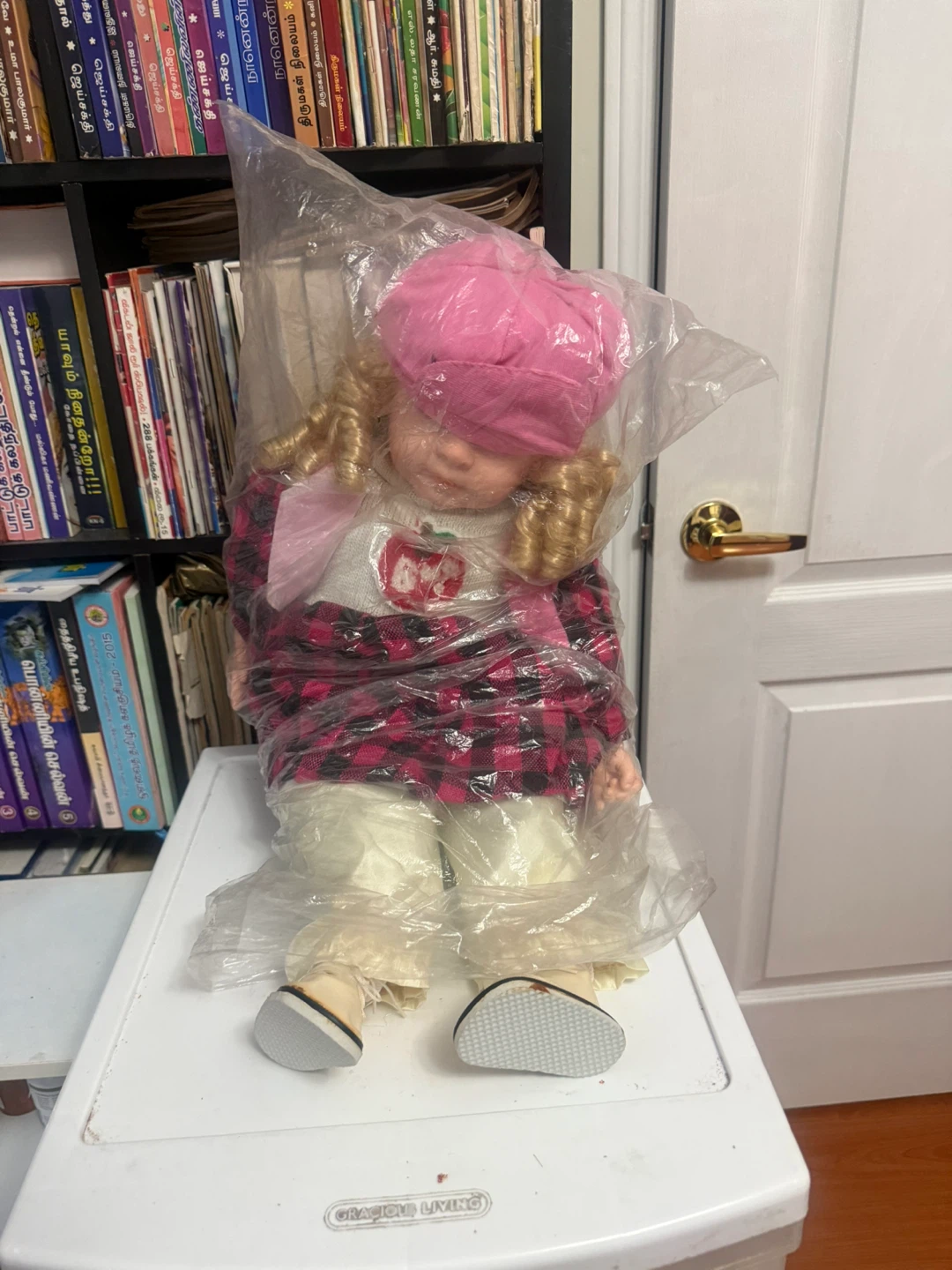 Porcelain Doll with Pink Hat