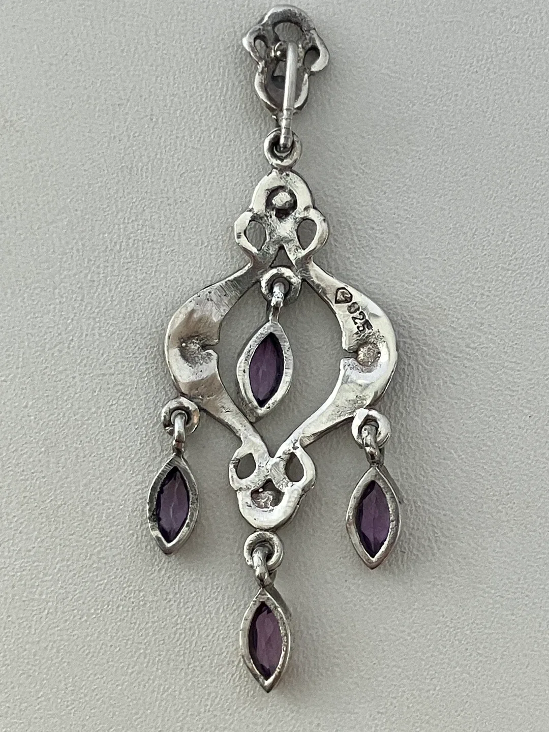 Amethyst & Marcasite 925 Sterling Silver Pendant image indicator(4)