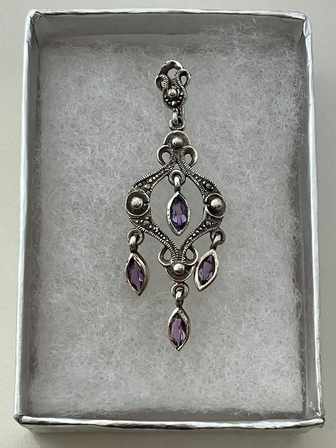 Amethyst & Marcasite 925 Sterling Silver Pendant image indicator(3)