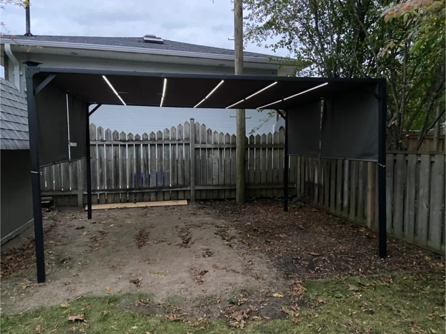 10x 13 Patio Pergola Sliding Roof, LED Lights, Solar Powered image indicator(7)