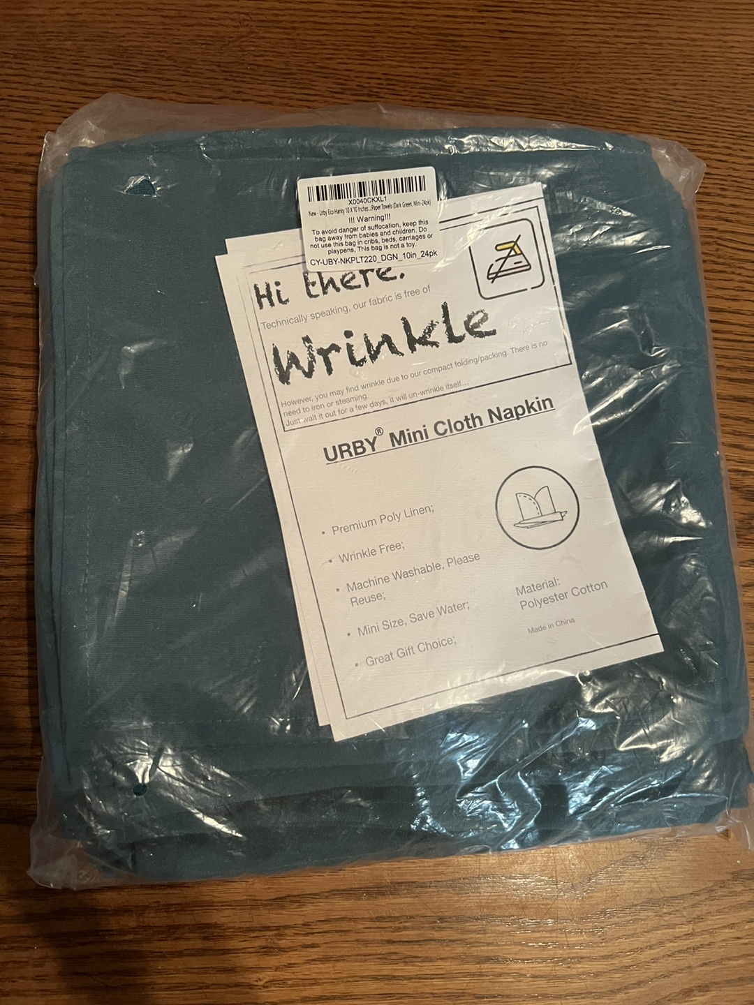 URBY Mini Cloth Napkins - Dark Green, 24 Pack