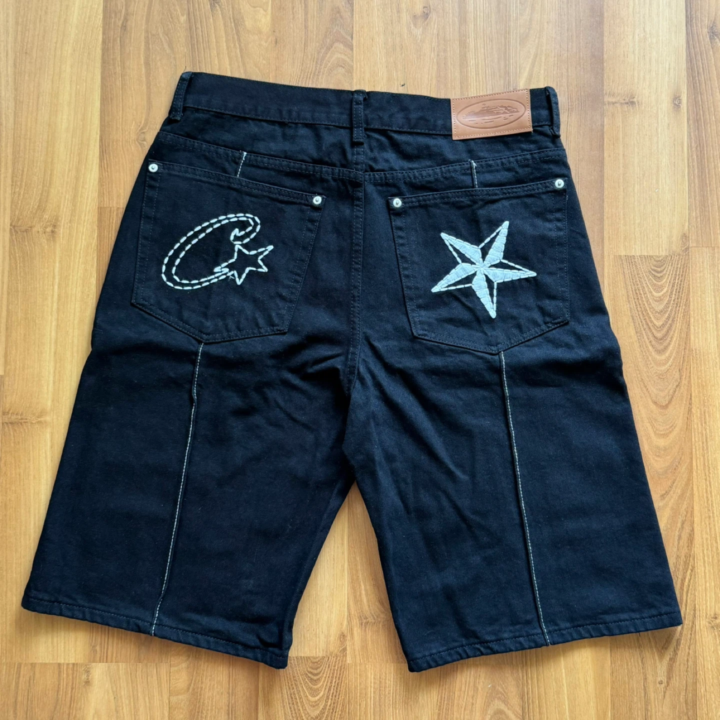 Corteiz black denim shorts