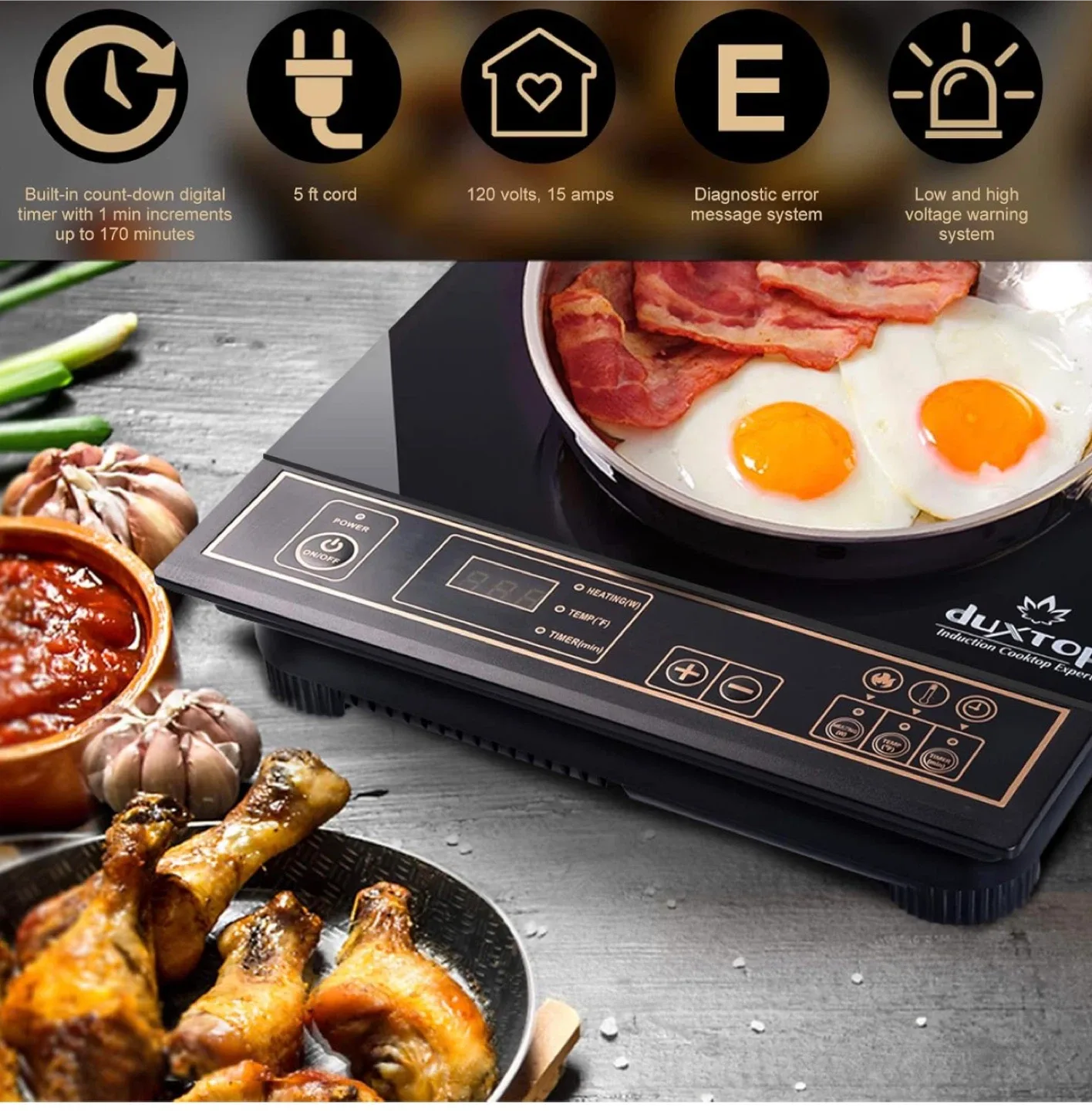 Duxtop 1800W Portable Induction Cooktop Burner 8100MC/BT image indicator(5)