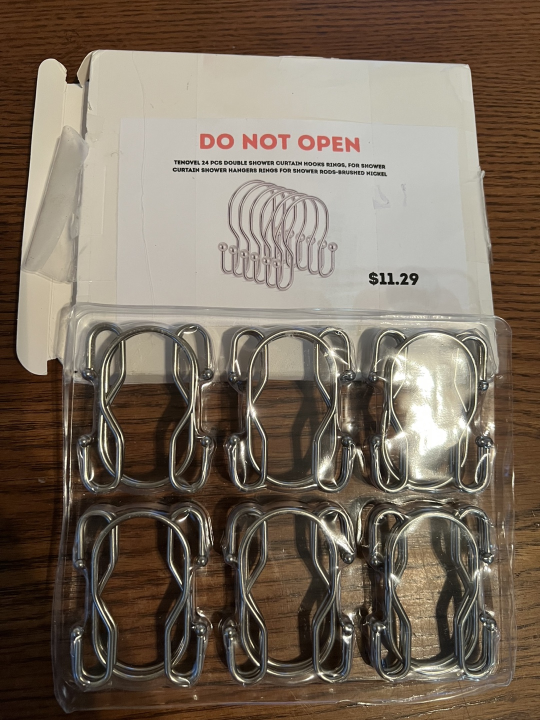 Tenovel 24pcs Double Shower Curtain Hooks - New