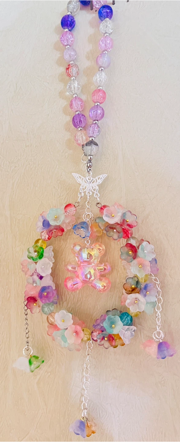 Handmade Beaded Car Charm with Teddy Bear - photo 4