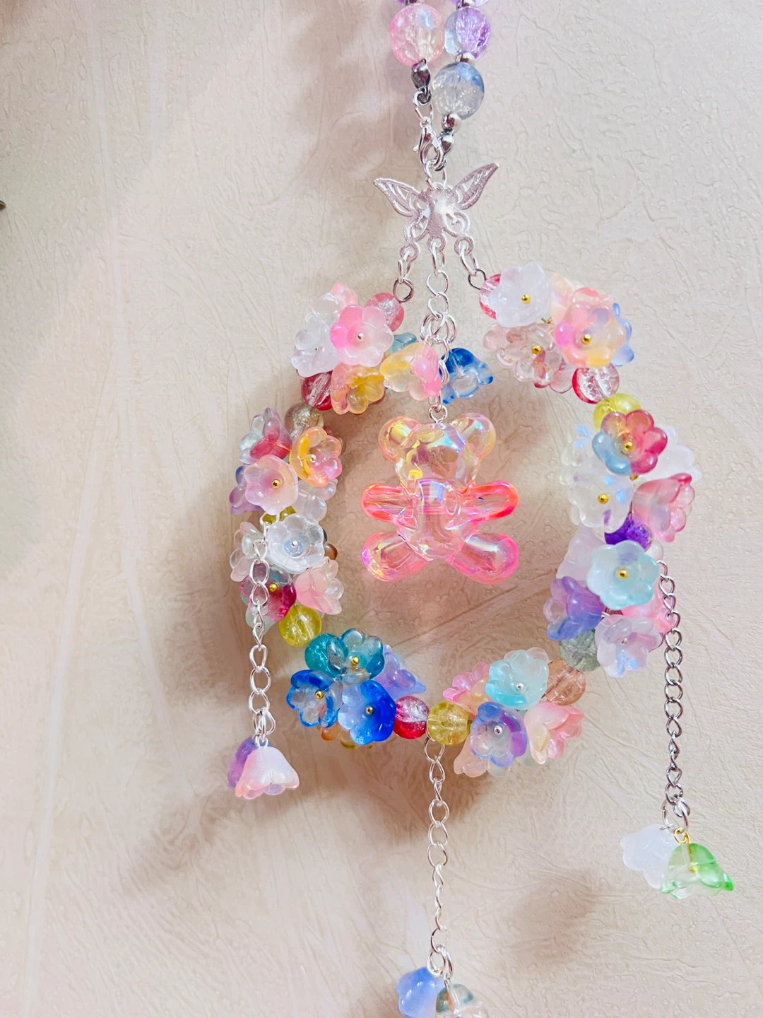 Handmade Beaded Car Charm with Teddy Bear - photo 3