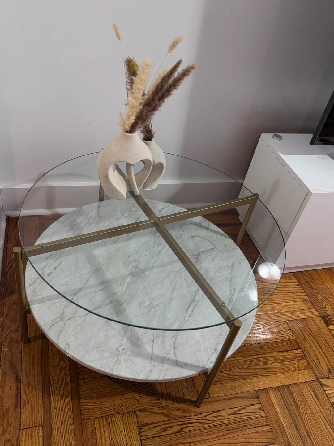 Round Glass & Marble Coffee Table - photo 5