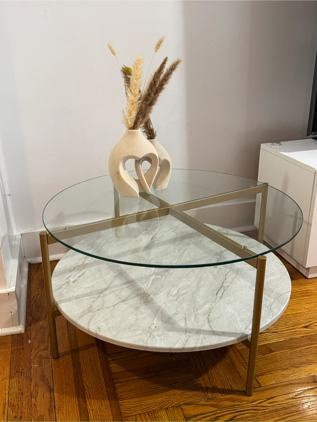 Round Glass & Marble Coffee Table - photo 3