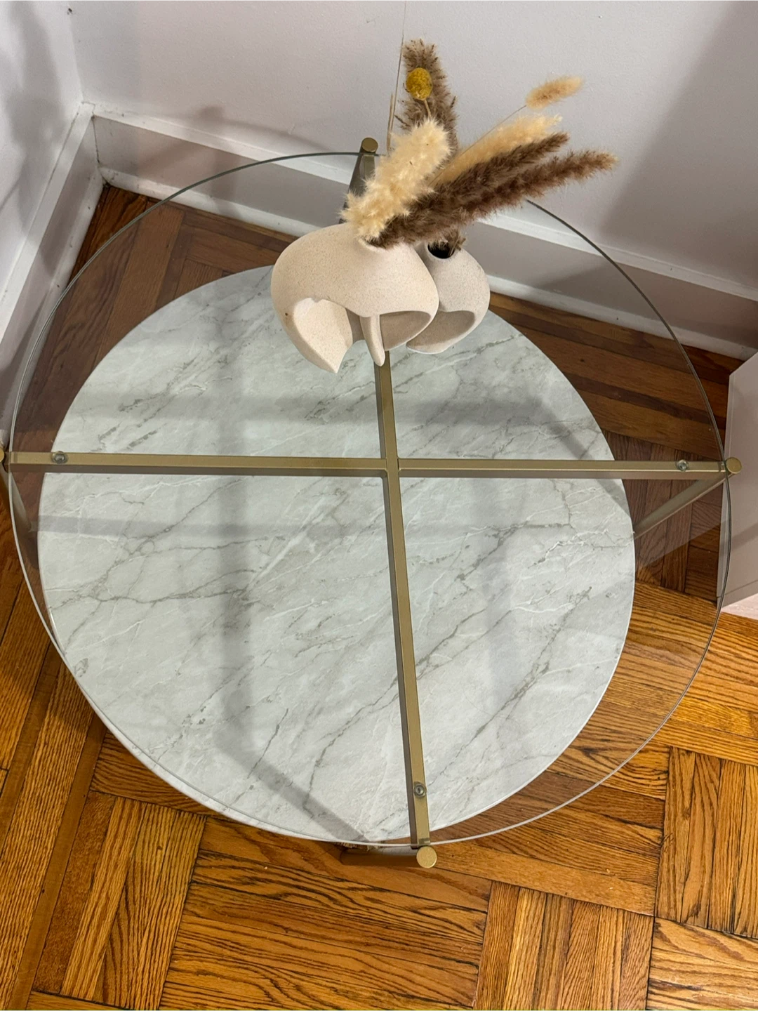 Round Glass & Marble Coffee Table