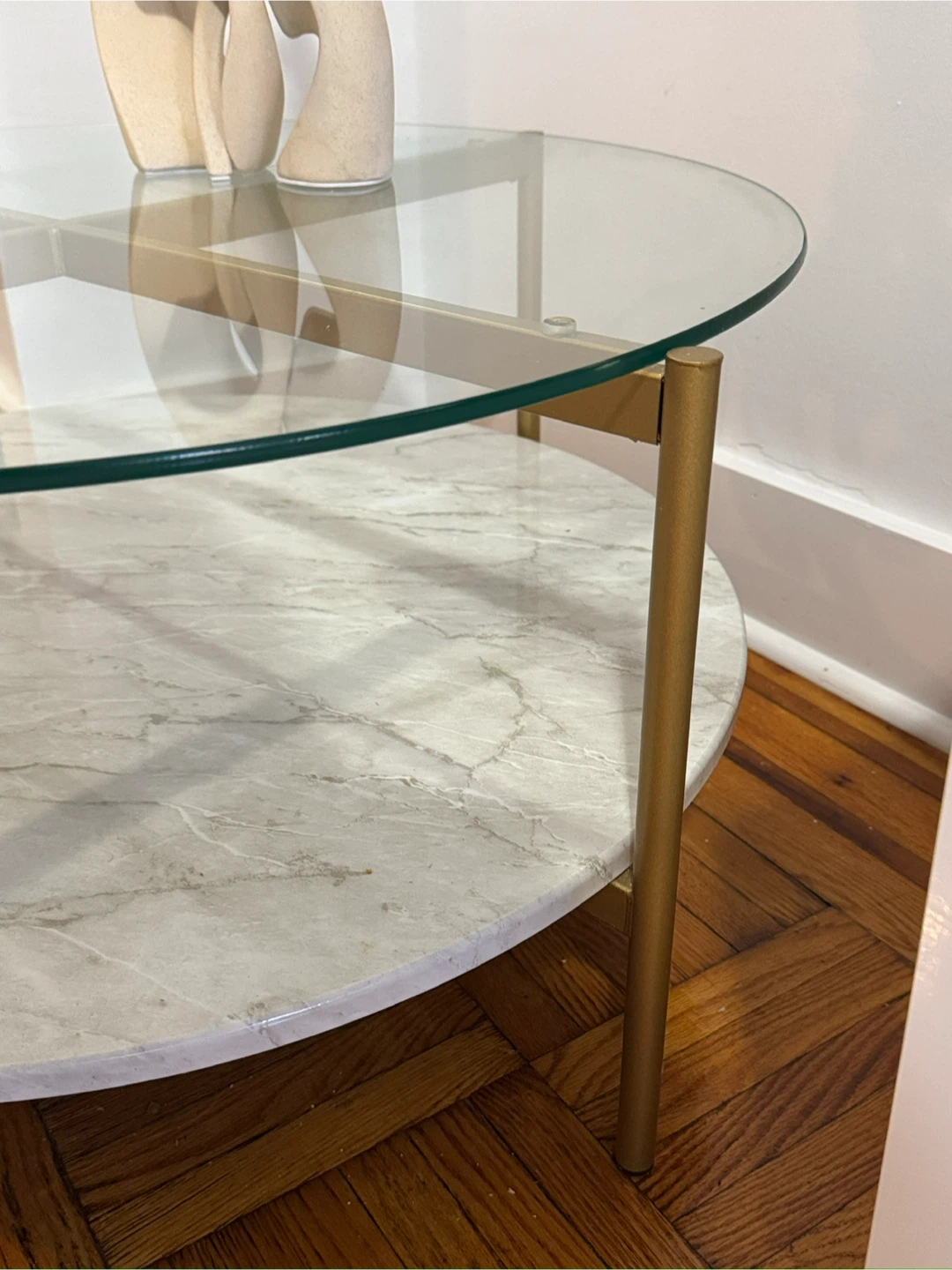 Round Glass & Marble Coffee Table - photo 4