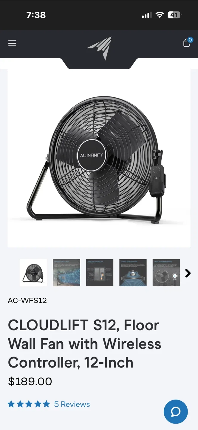 AC Infinity CLOUDLIFT S12 Wall & Floor Fan - 12 inch image indicator(5)