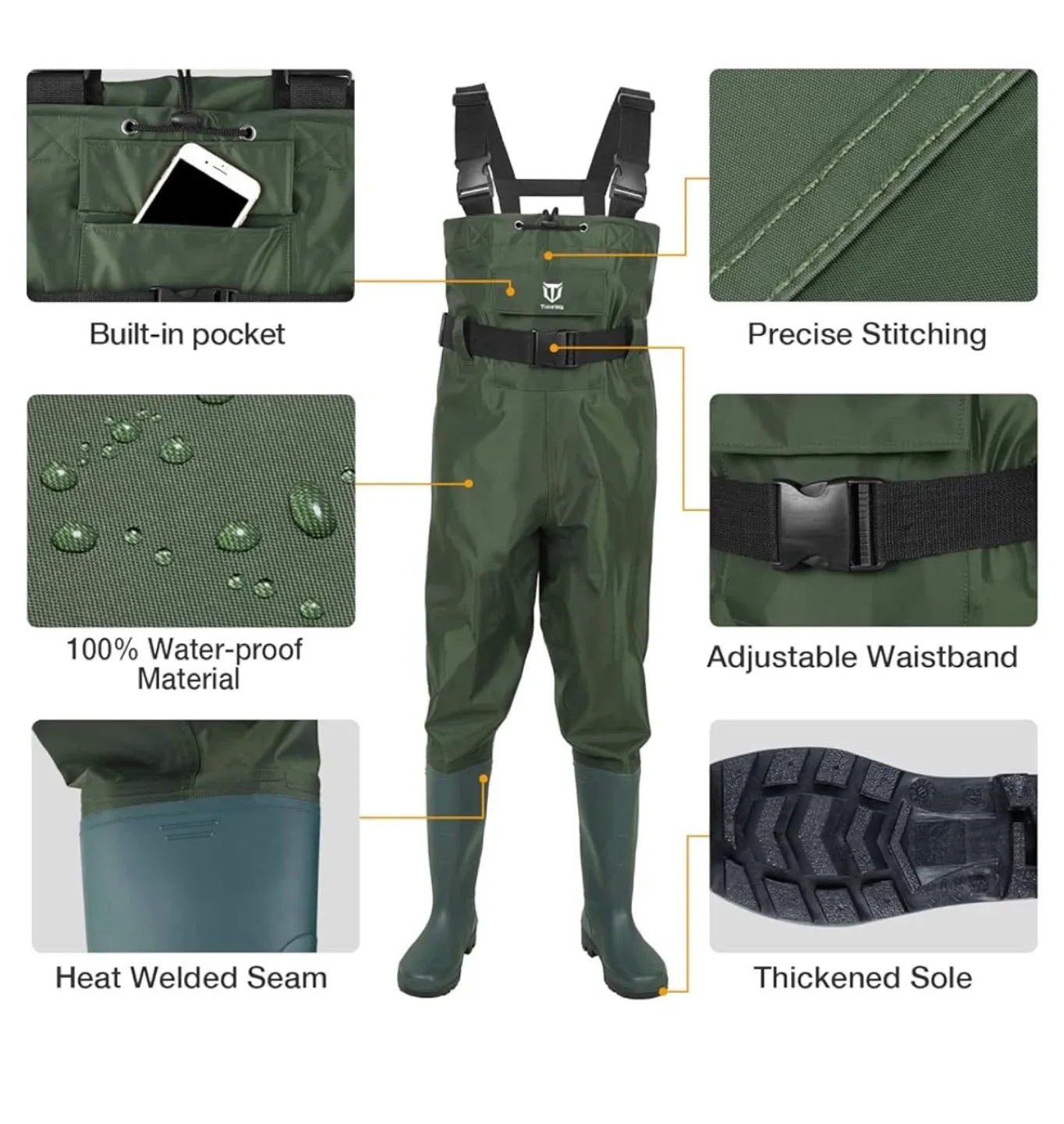 TIDEWE Fishing Chest Waders - Waterproof image indicator(2)