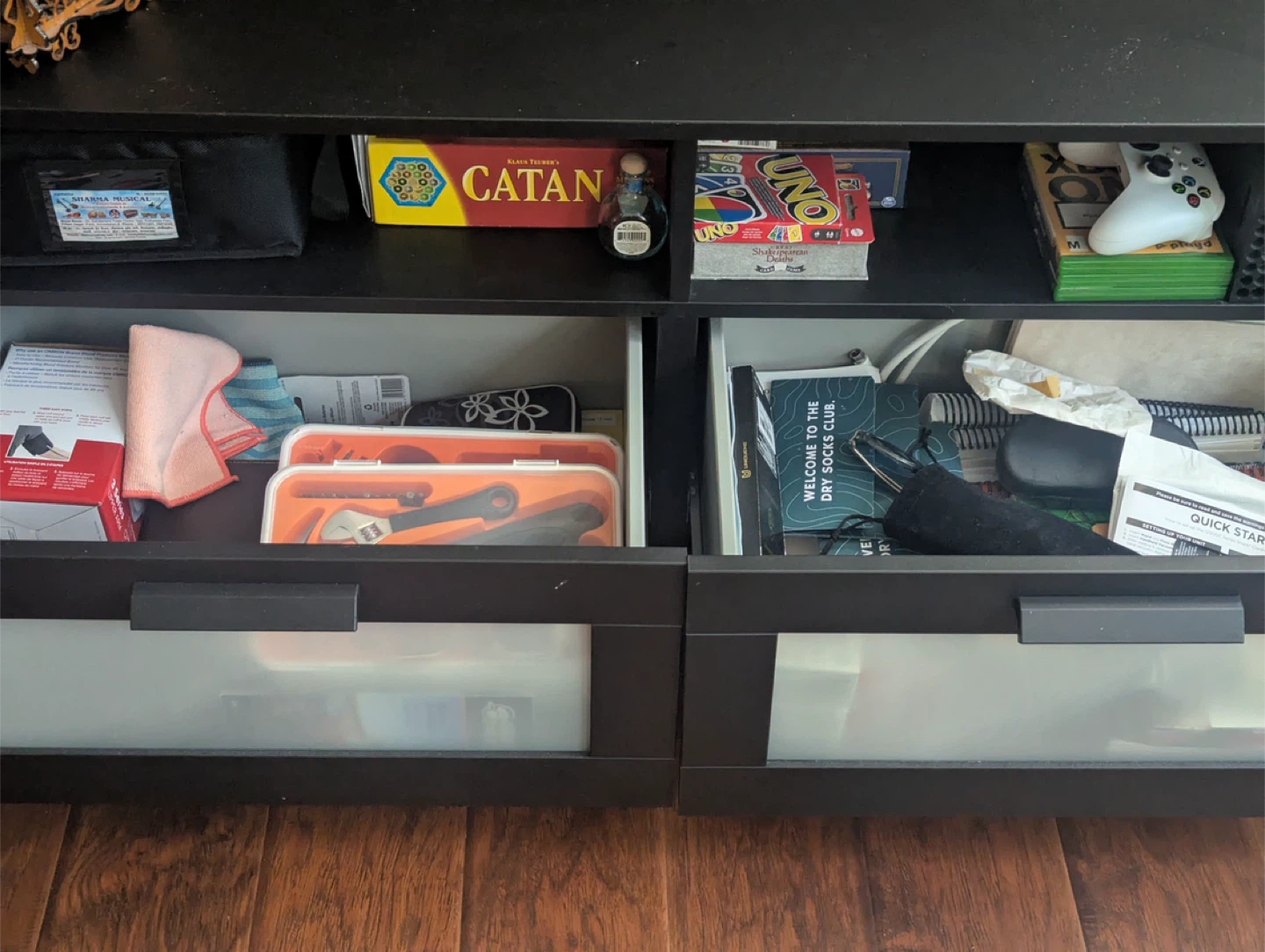 Black Media unit/tv cabinet with Drawers - photo 2