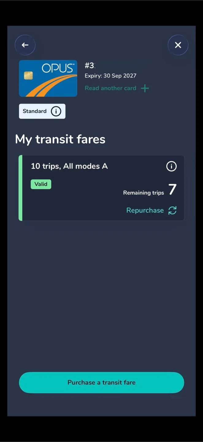 OPUS Card – 7 Trips  –Montréal Travel image indicator(3)