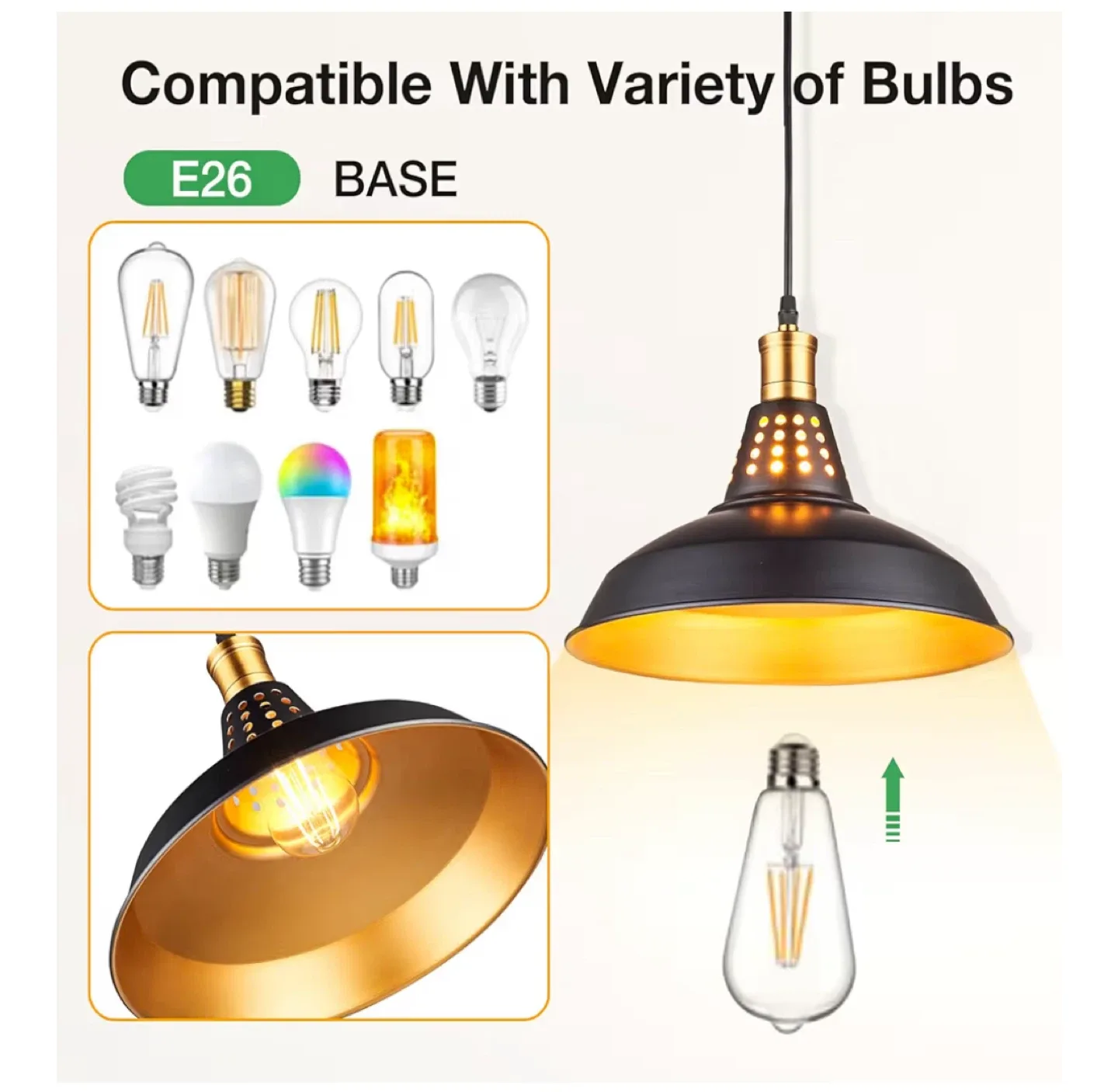 Black & Gold Industrial Style Pendant Light image indicator(5)