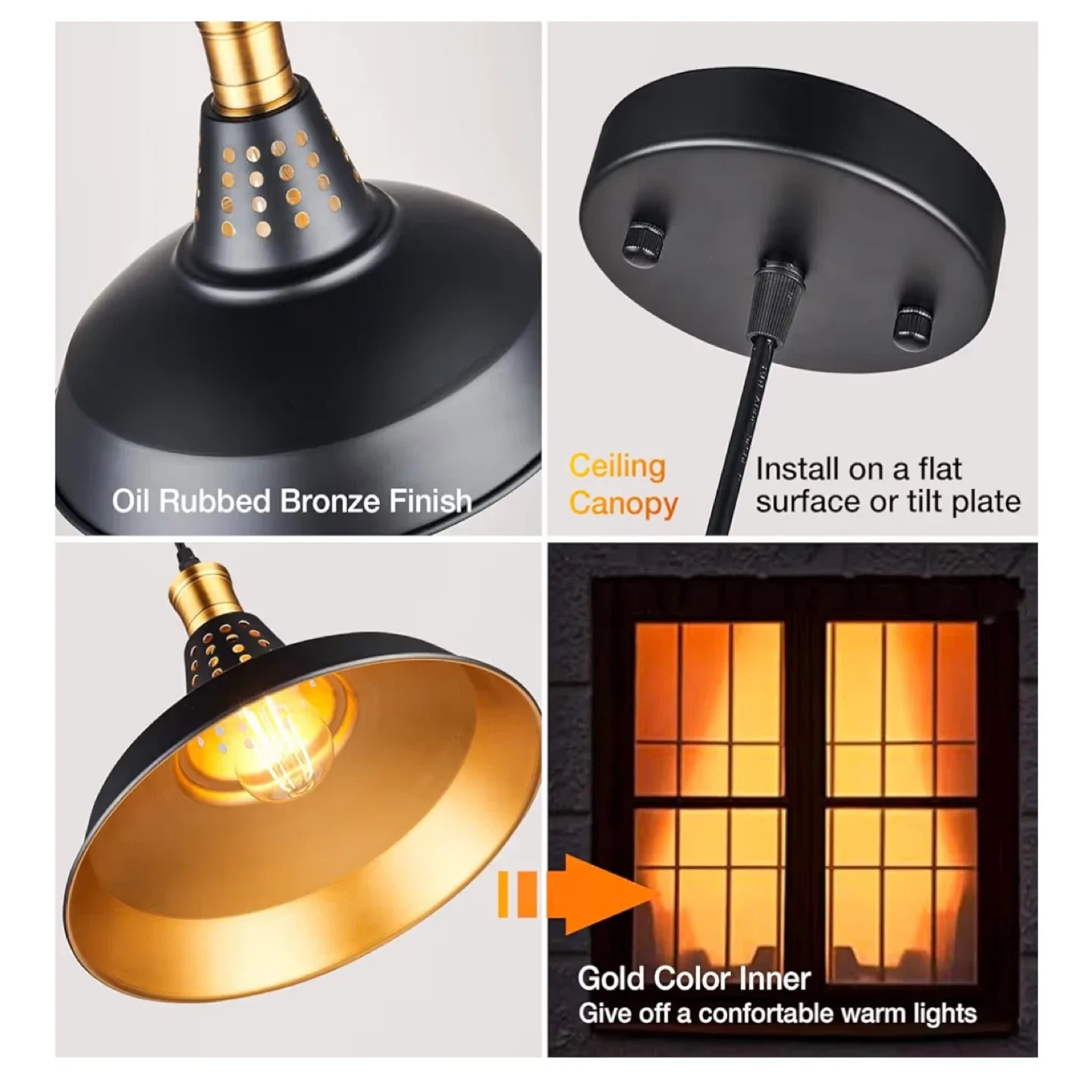 Black & Gold Industrial Style Pendant Light image indicator(3)