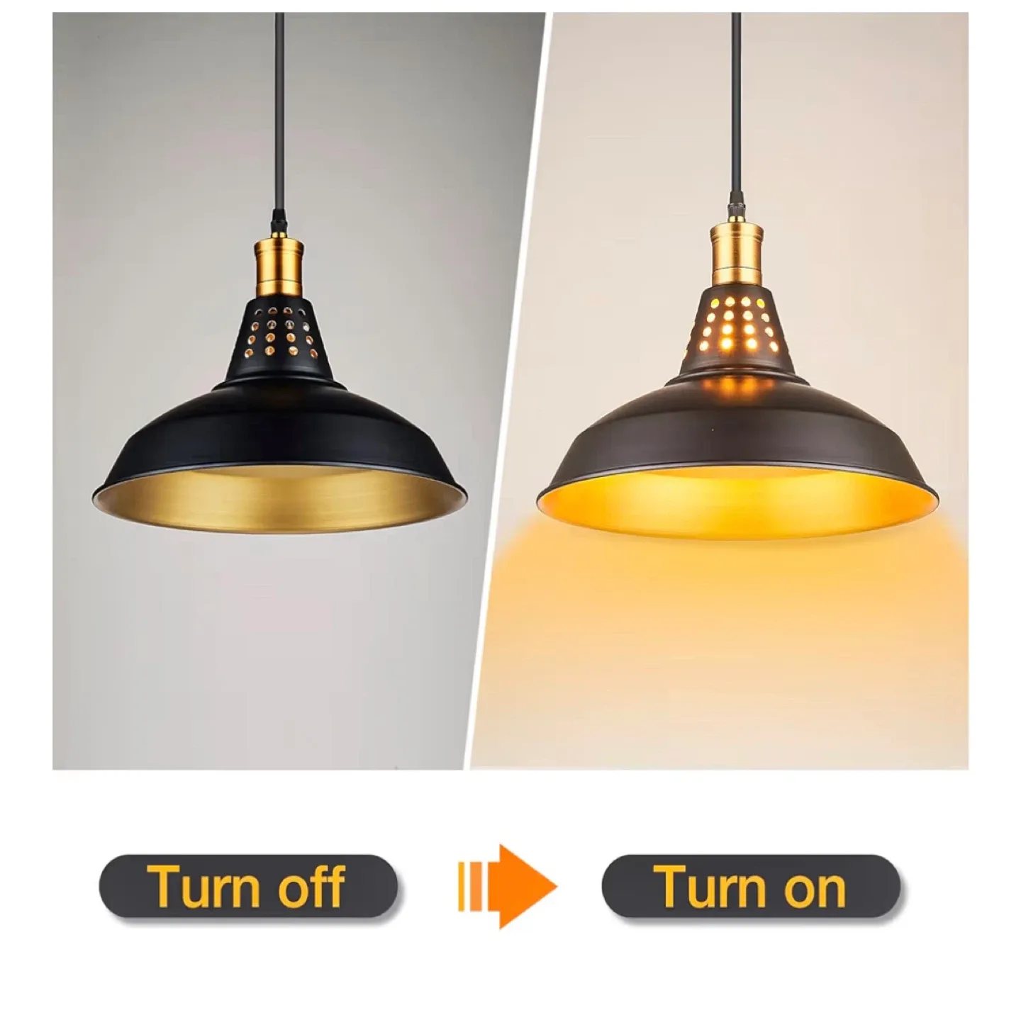 Black & Gold Industrial Style Pendant Light image indicator(4)