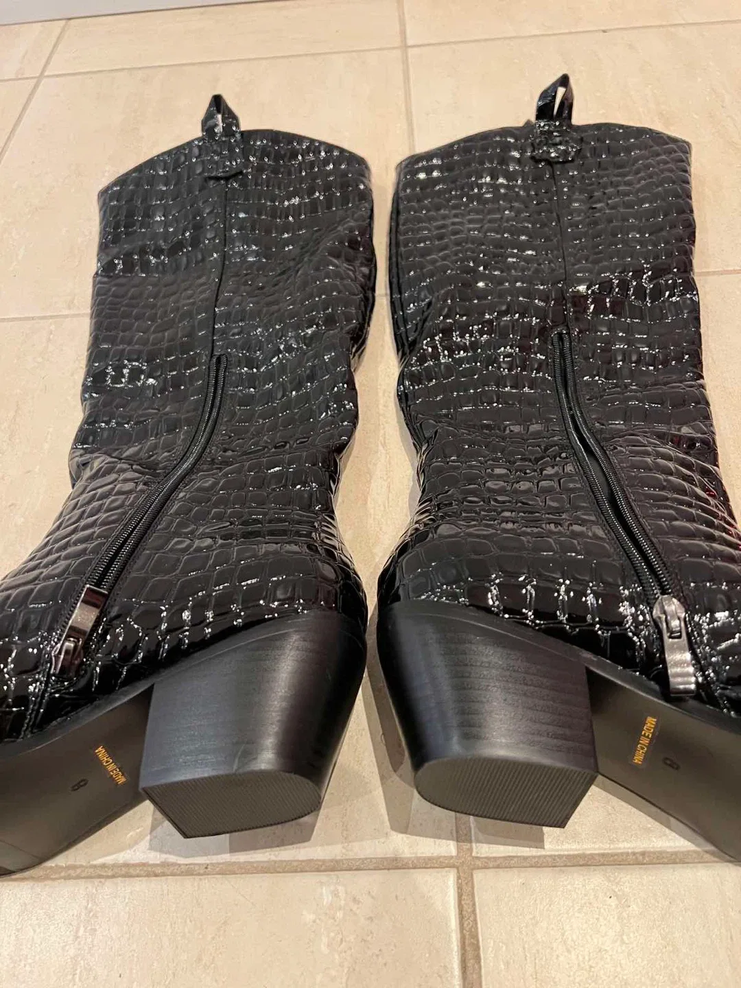 Black Crocodile Embossed Boots - Size 8 image indicator(3)