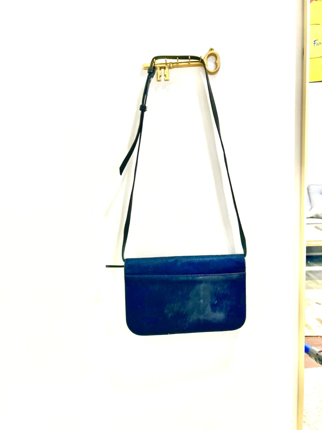 Genuine Mohair Banana Republic Crossbody Bag - Navy Blue & Gold image indicator(7)