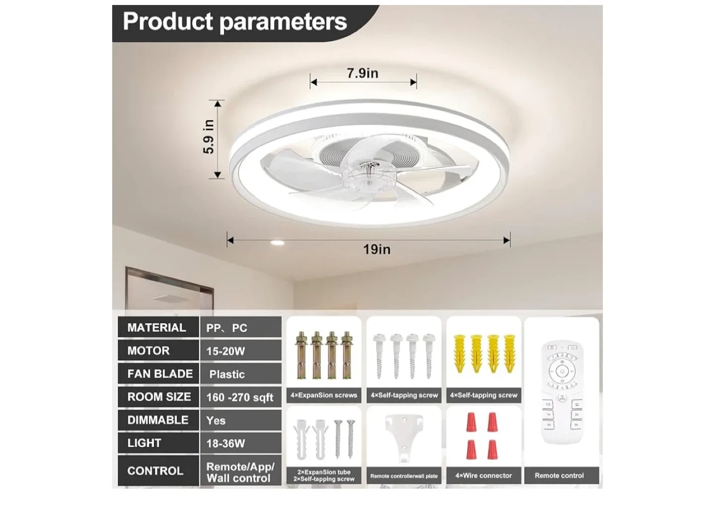 LED Ceiling Fan with Light & Remote image indicator(4)