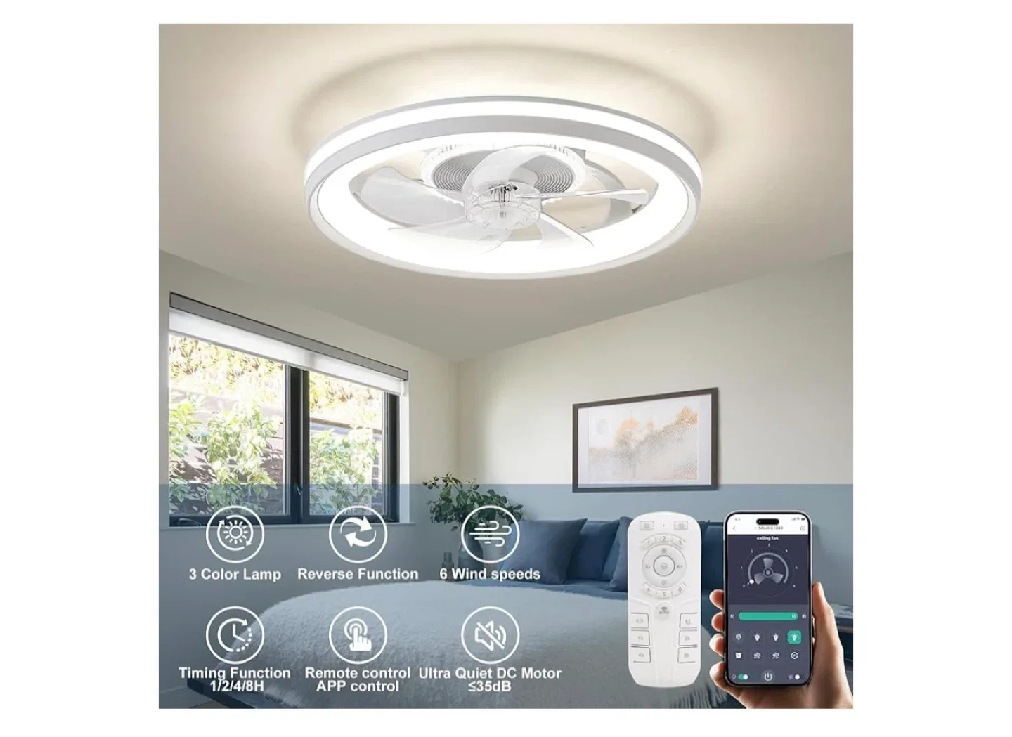 LED Ceiling Fan with Light & Remote thumbnail