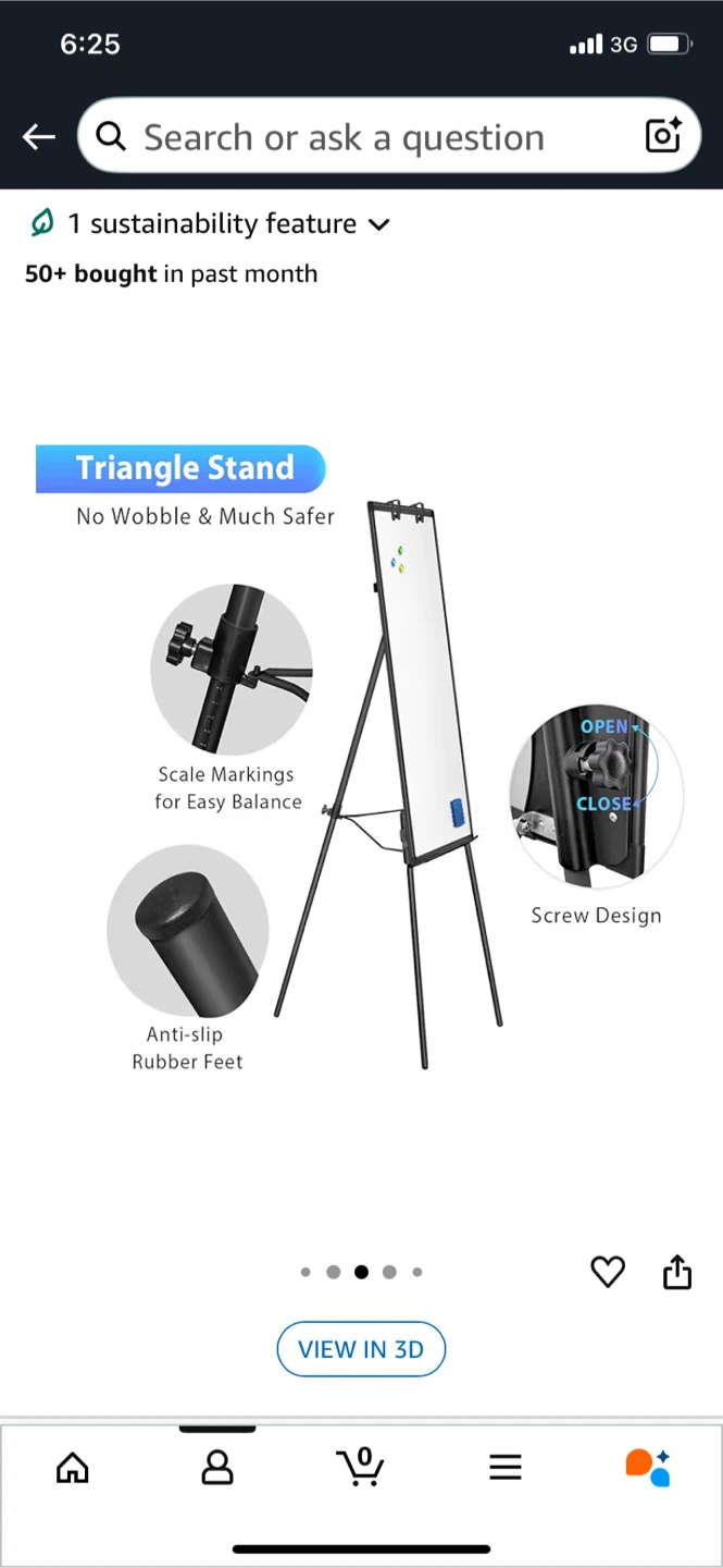 Black Easel Whiteboard 36x24 - photo 4