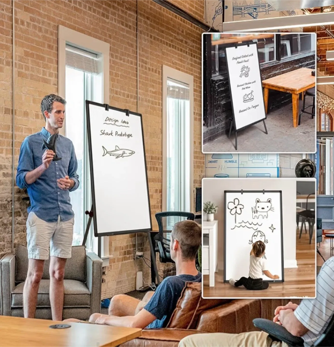 Black Easel Whiteboard 36x24