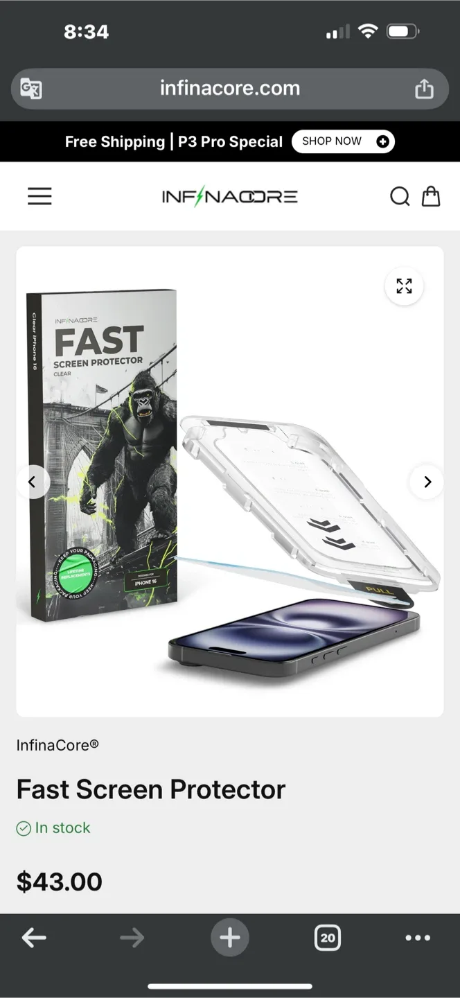 iPhone 16 Screen Protector InfinaCore Fast thumbnail