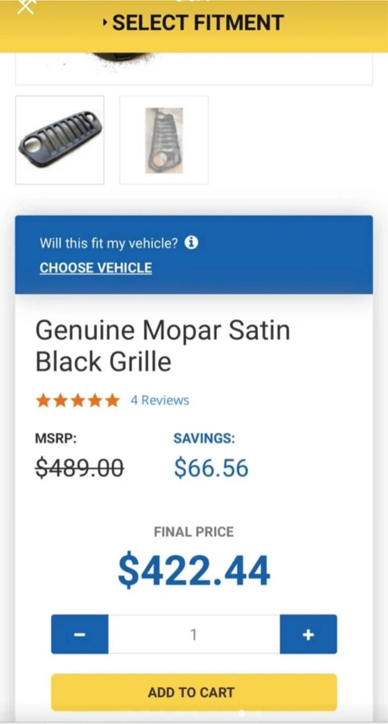 Mopar Satin Black Grille for Jeep Wrangler JL image indicator(4)