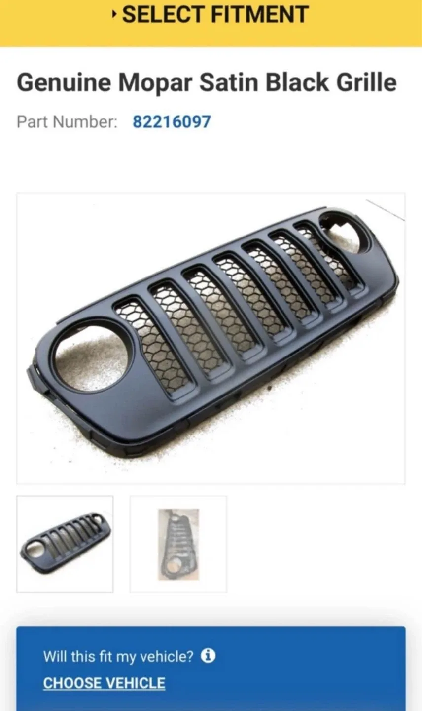 Mopar Satin Black Grille for Jeep Wrangler JL image indicator(6)