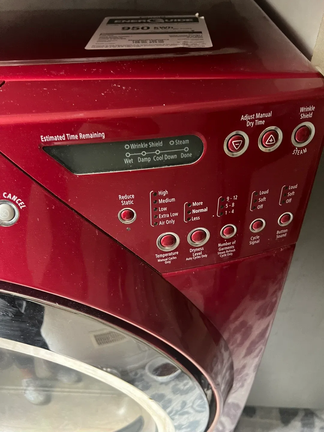 Whirlpool Duet Steam Red Dryer image indicator(4)