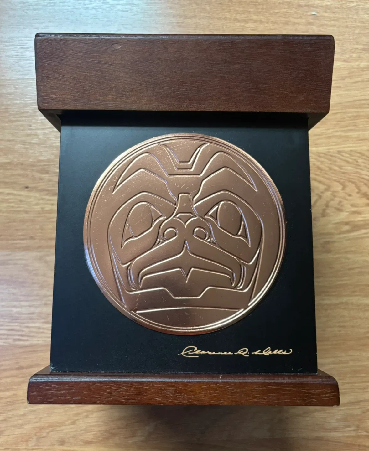 Clarence A. Wells Bent Box with tooled Copper Designs thumbnail