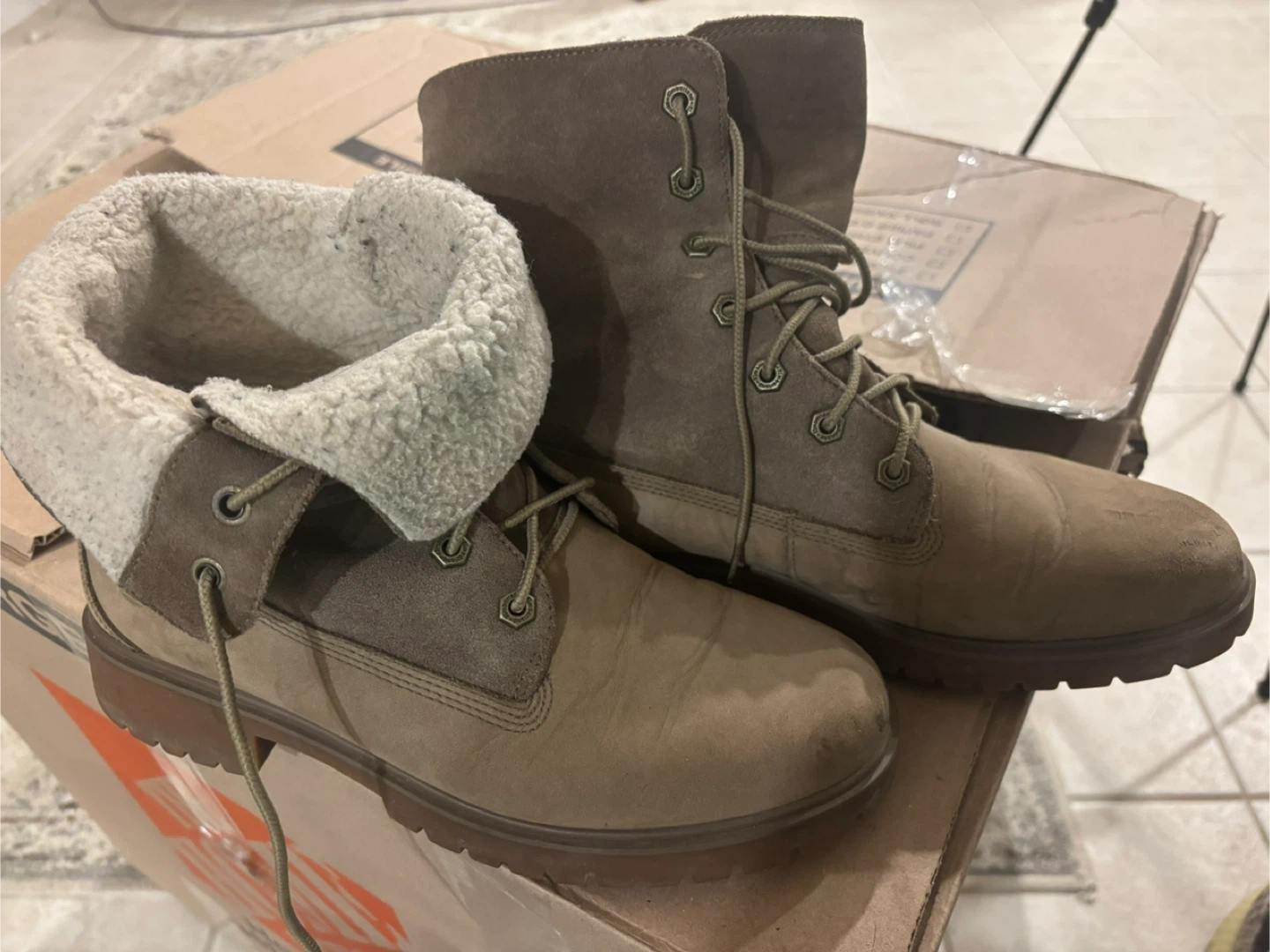 Timberland Shearling Roll-Top Boots