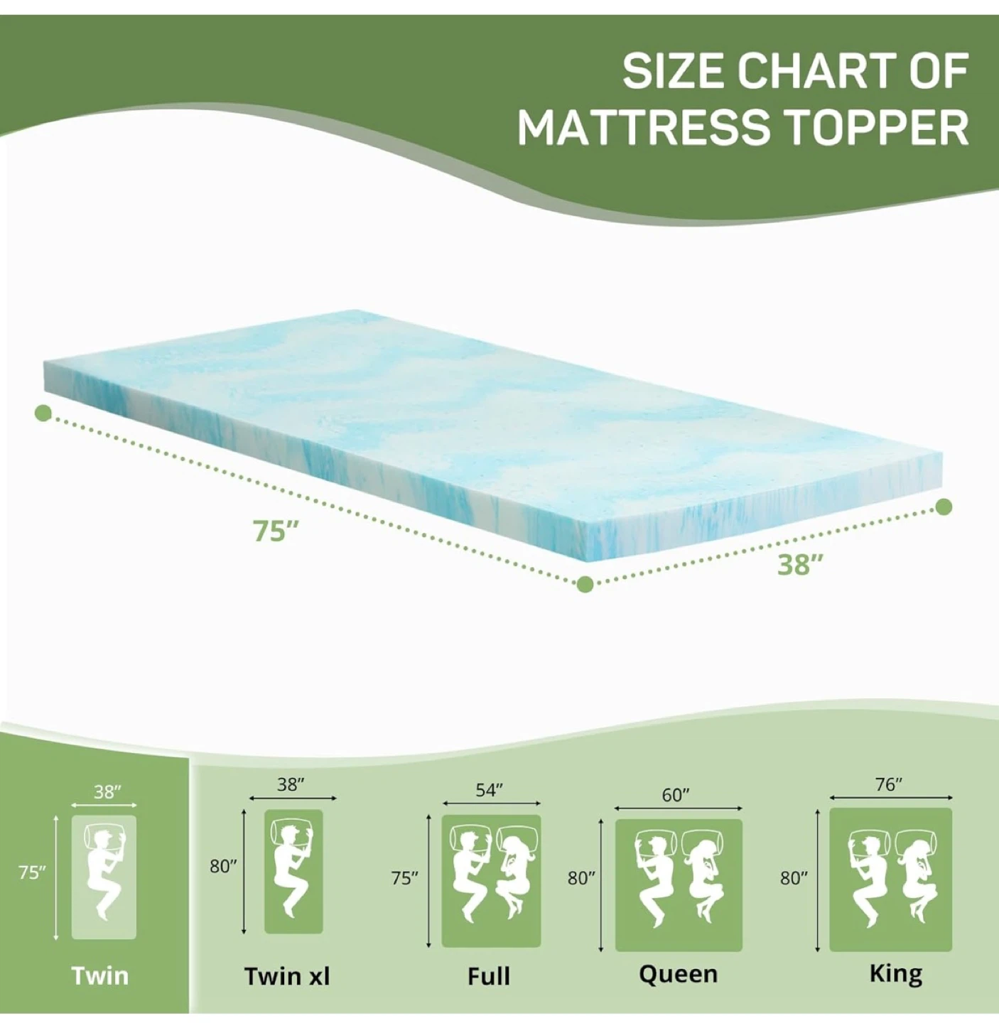 Twin Mattress Topper - 38" x 75" - photo 2