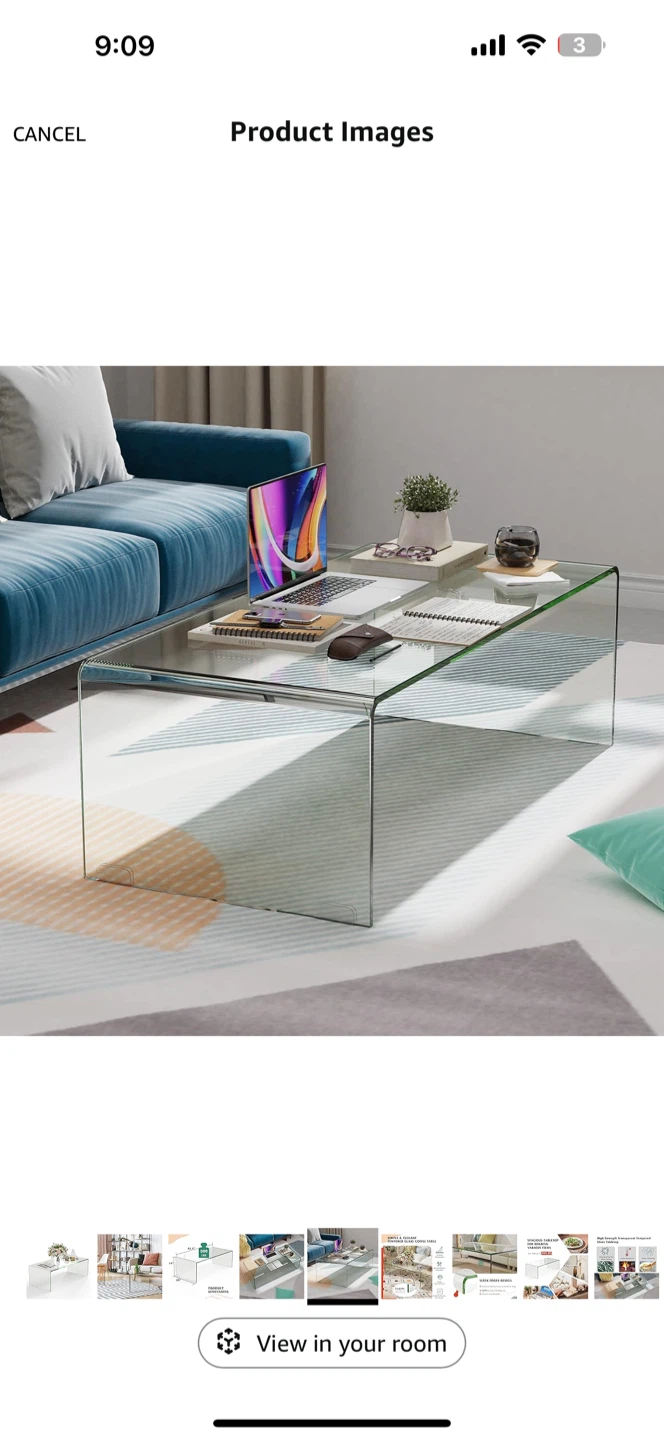 Tangkula Modern Glass Coffee Table - photo 2
