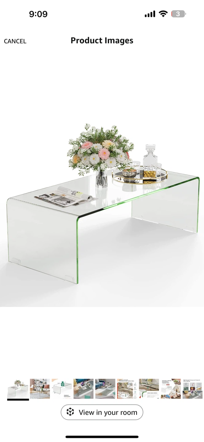 Tangkula Modern Glass Coffee Table